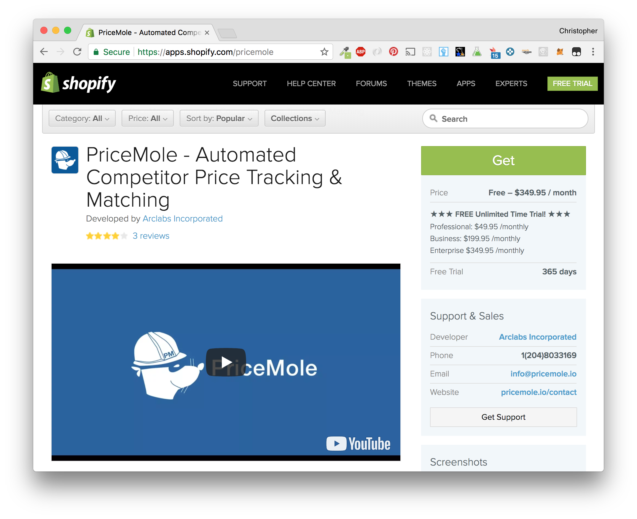 PriceMole Shopify